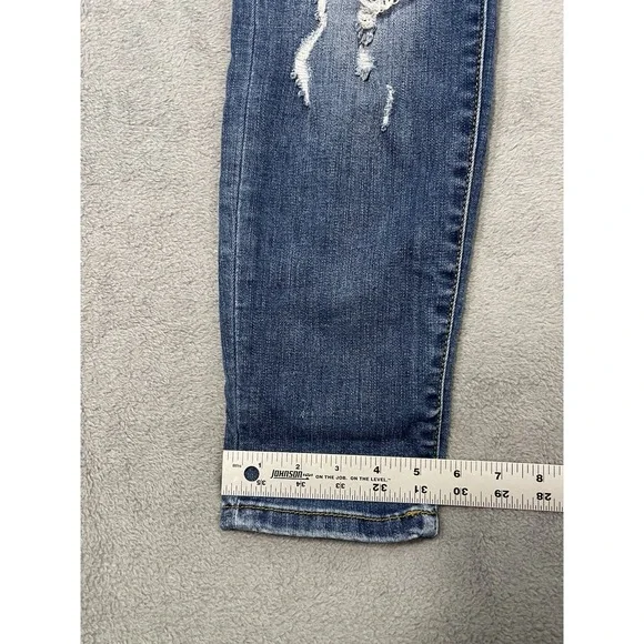 Judy Blue Jeans Womens 15/32 Blue Medium Wash Skinny Mid Rise Leopard Patches - Picture 6 of 11